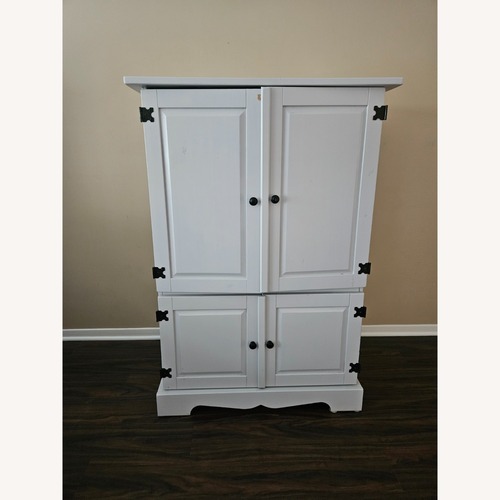 Used Light Gray Wood Armoire for sale on AptDeco