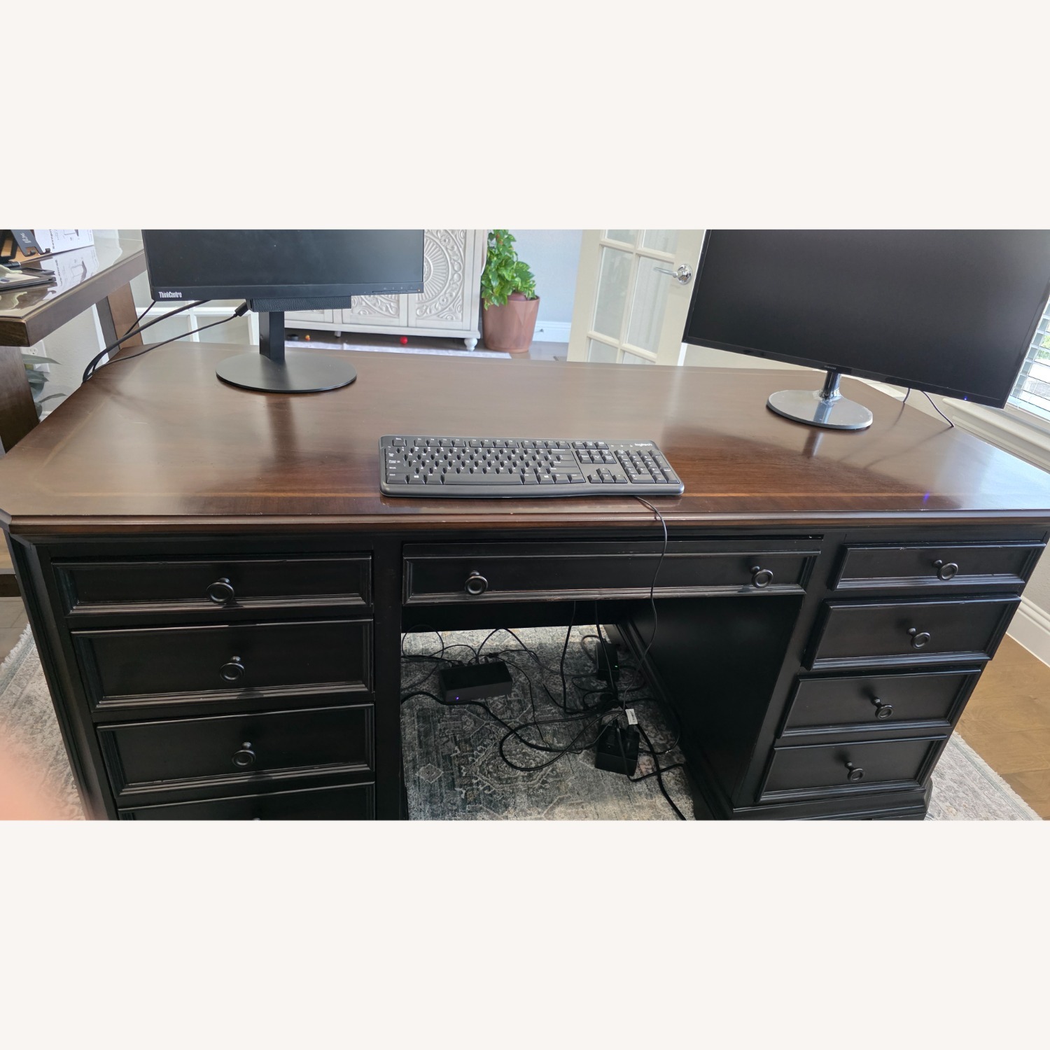 Dark Brown Wood Desk - image-1