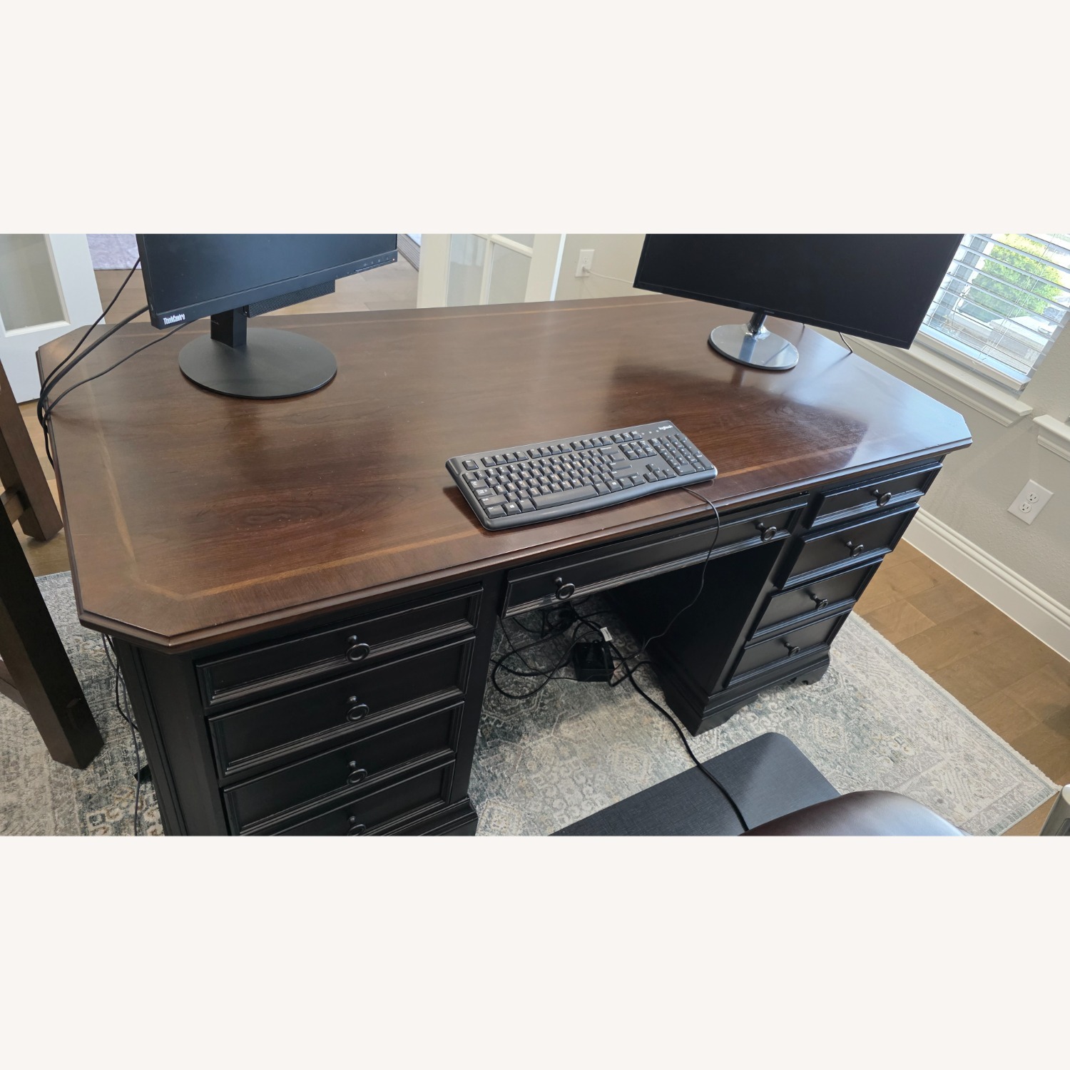Dark Brown Wood Desk - image-5