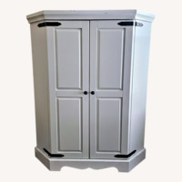 Corner Armoir Unit Light Gray Wood Armoire