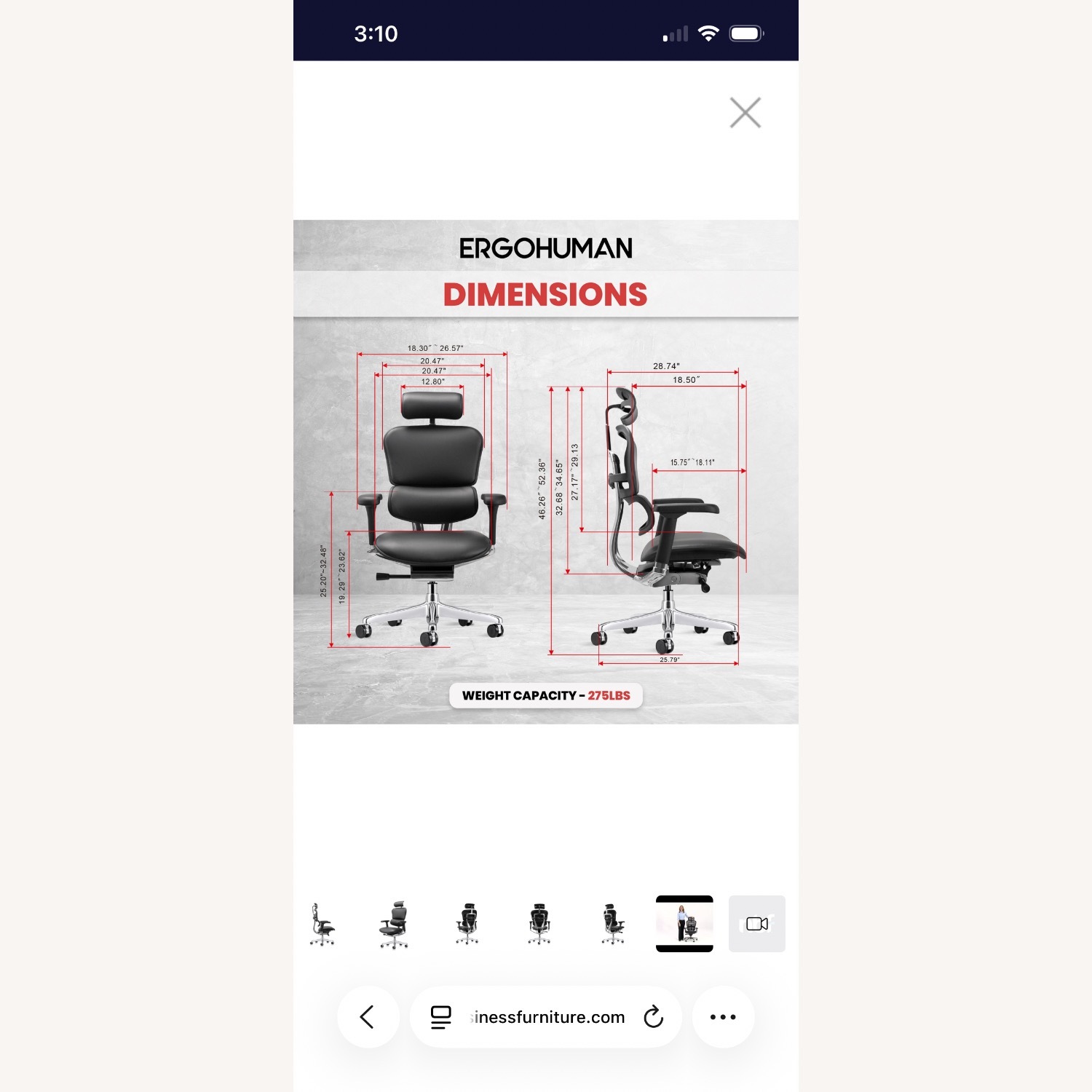 Ergohuman Black Leather Office Chair - image-2