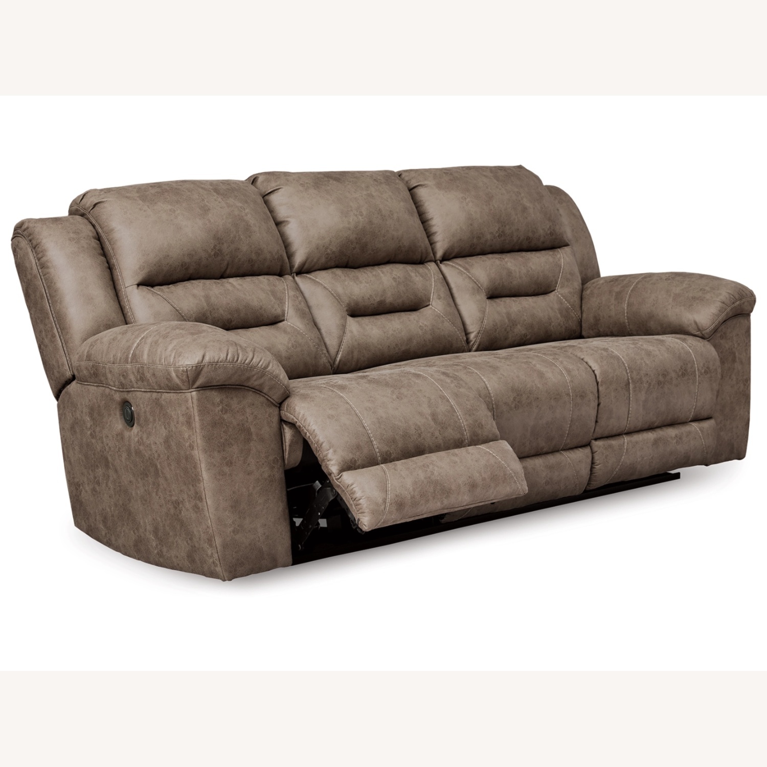 Dark Brown Faux Leather 3+ Seater Sofa - image-4