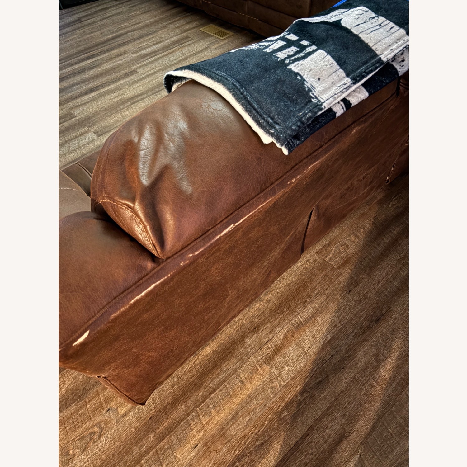 Dark Brown Faux Leather 3+ Seater Sofa - image-3