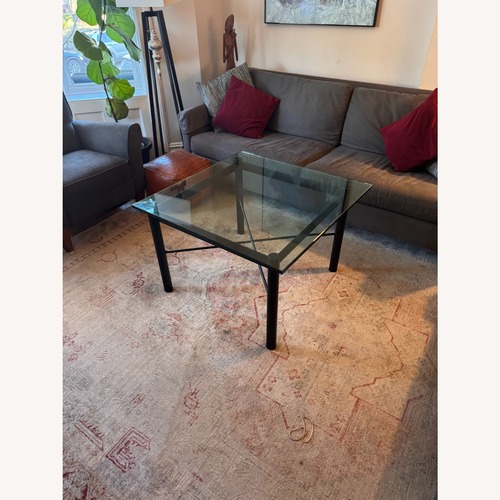 Used Custom Glass and Metal Coffee Table for sale on AptDeco