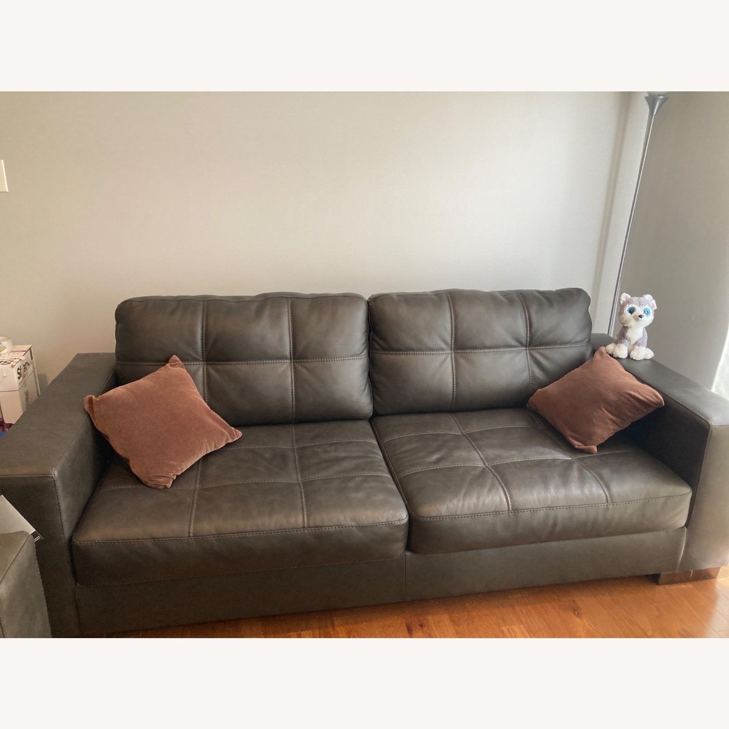 Ashley Furniture Dark Brown Leather 2 Seater Sofa - image-1