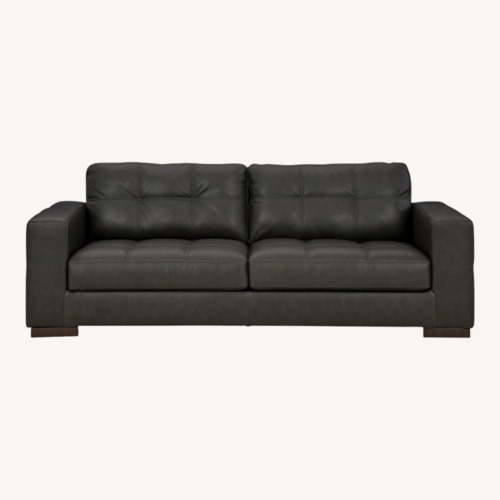 Used Ashley Furniture Dark Brown Leather 2 Seater Sofa for sale on AptDeco