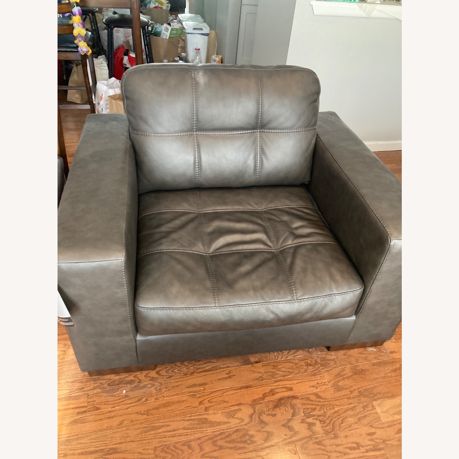 Ashley Furniture Dark Brown Leather Armchair - image-1