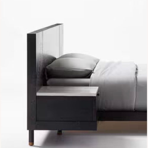 Used CB2 Black Wood King Bed for sale on AptDeco