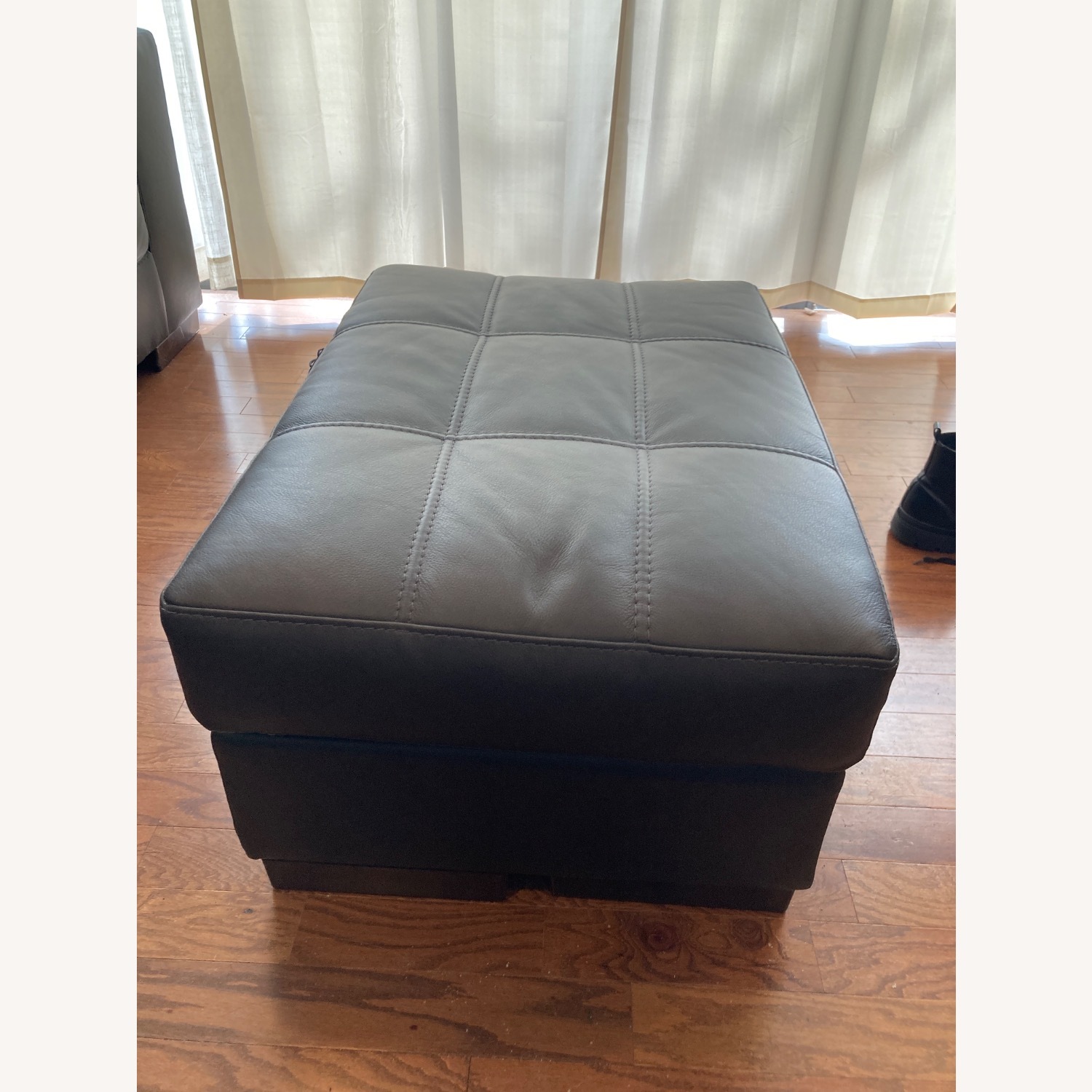 Ashley Furniture Dark Brown Leather Ottoman - image-1