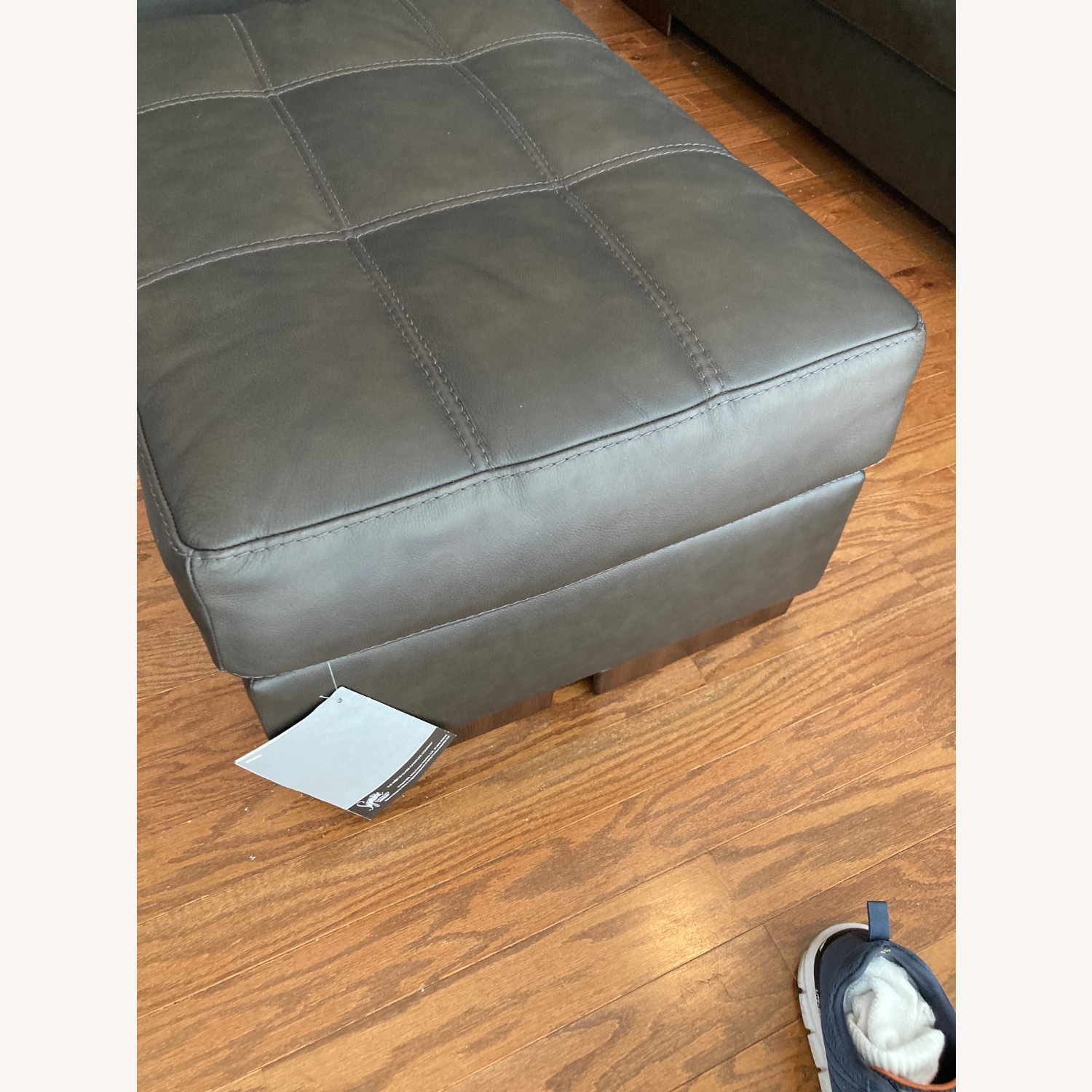 Ashley Furniture Dark Brown Leather Ottoman - image-3