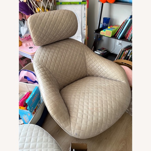 Used Roche Bobois Light Gray Leather Accent Chair for sale on AptDeco
