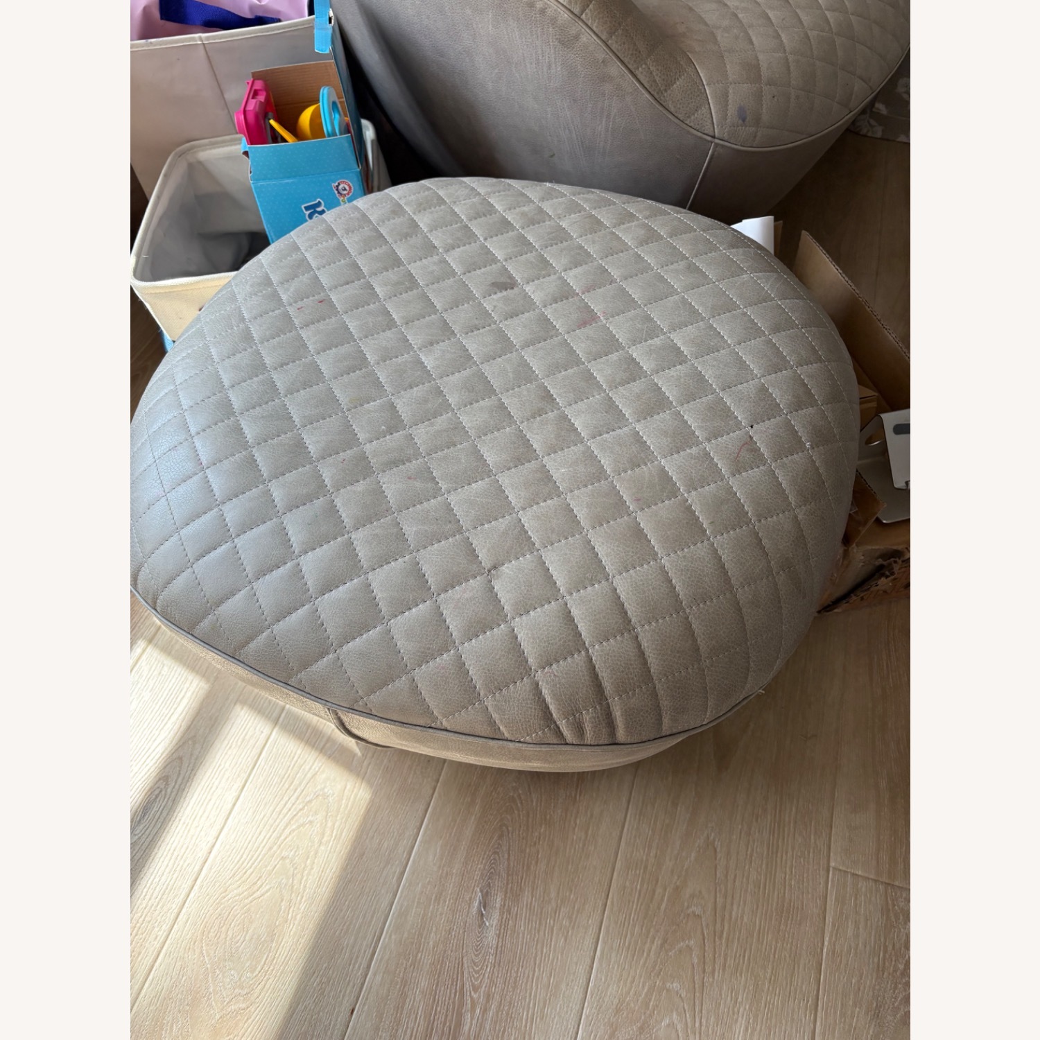 Roche Bobois Light Gray Leather Accent Chair - image-2