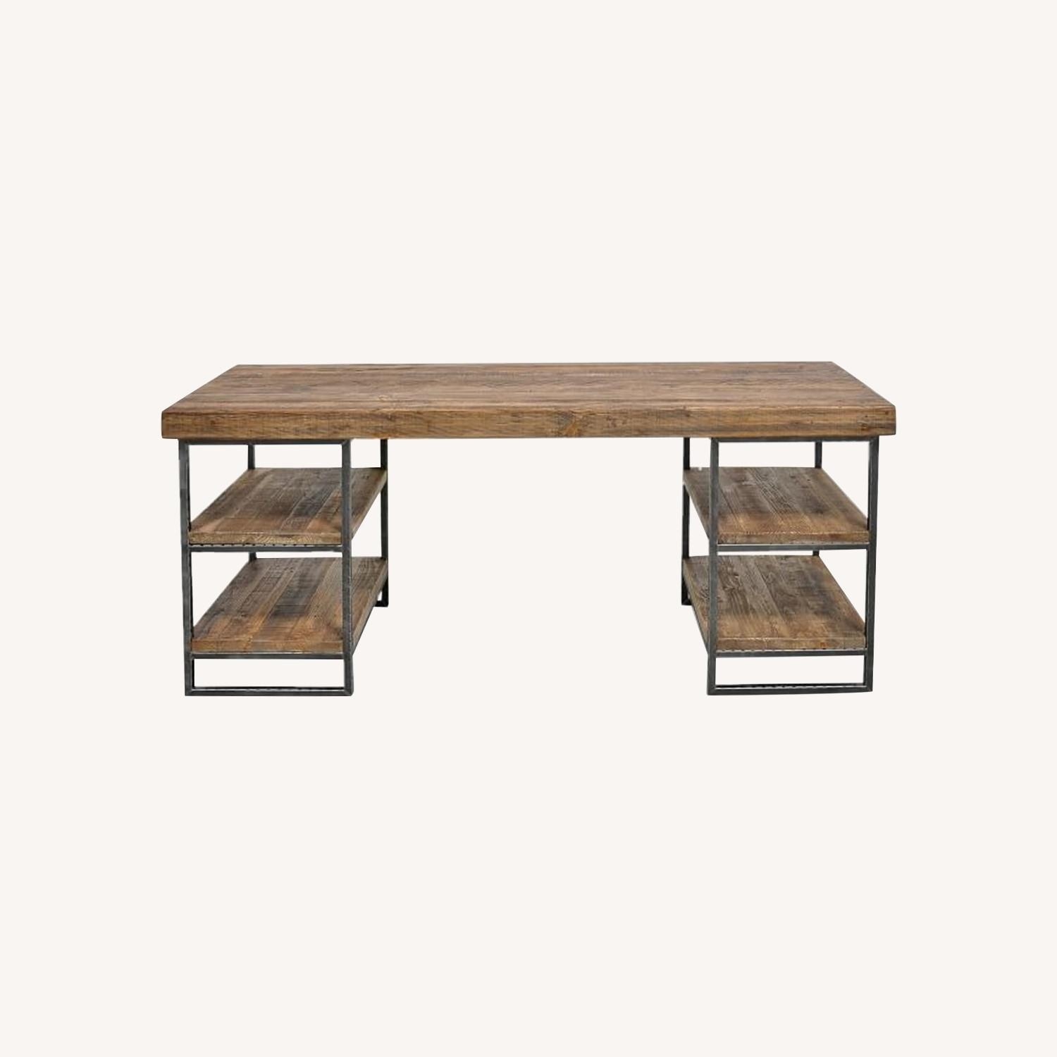 West Elm Hewn Dark Brown Wood Desk - image-0
