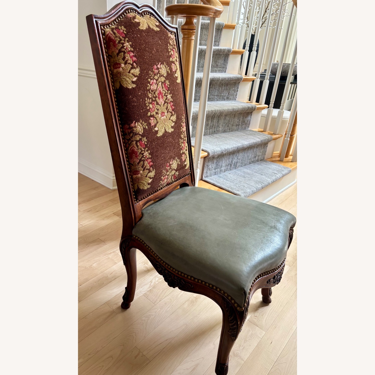 High Back Fabric and Leather Dining Chairs - image-2