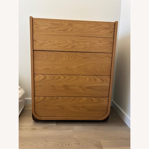 Used CB2 Vertical Five Drawer Natural Wood Dresser for sale on AptDeco