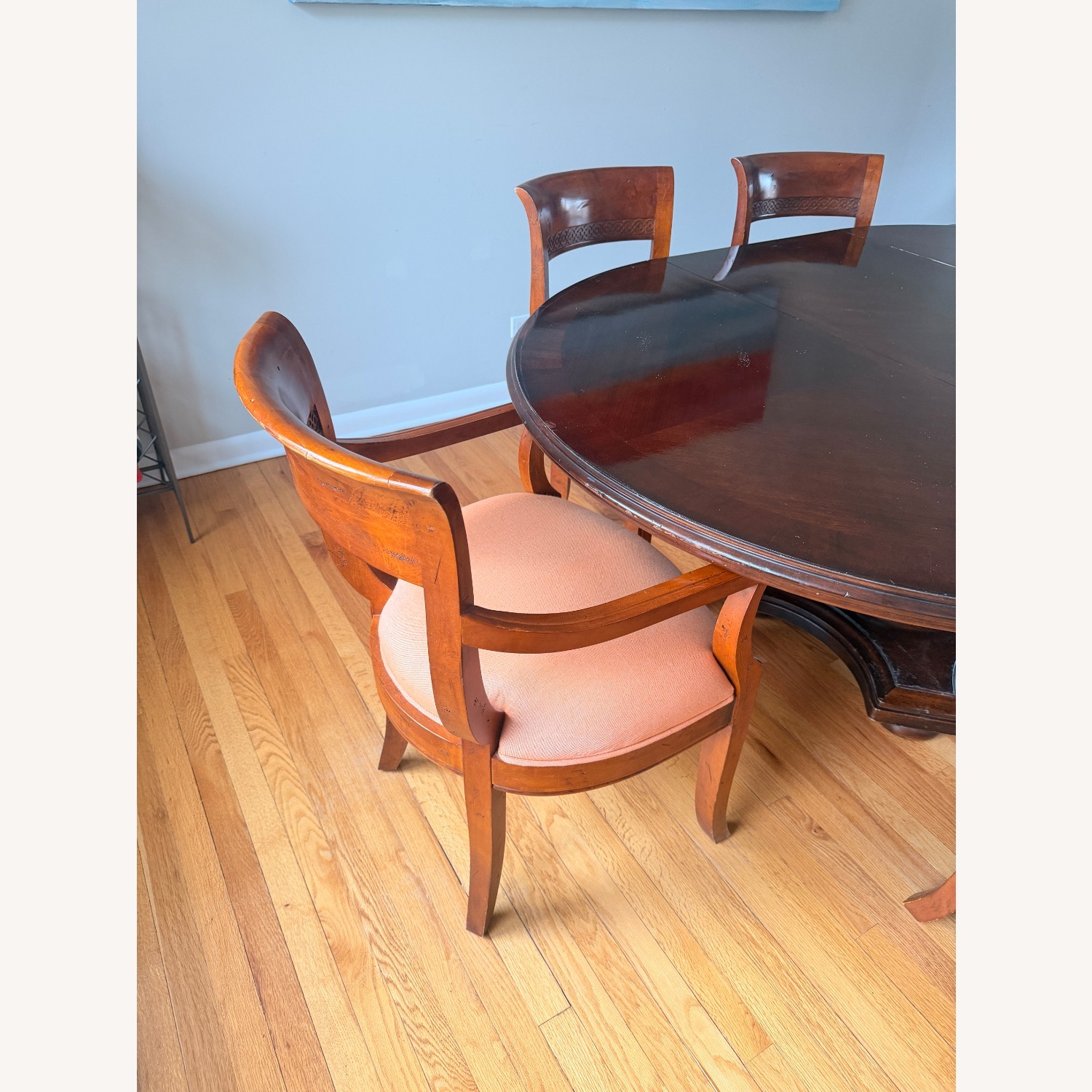 Vintage Antique Light Brown Wood Dining Chairs - image-3