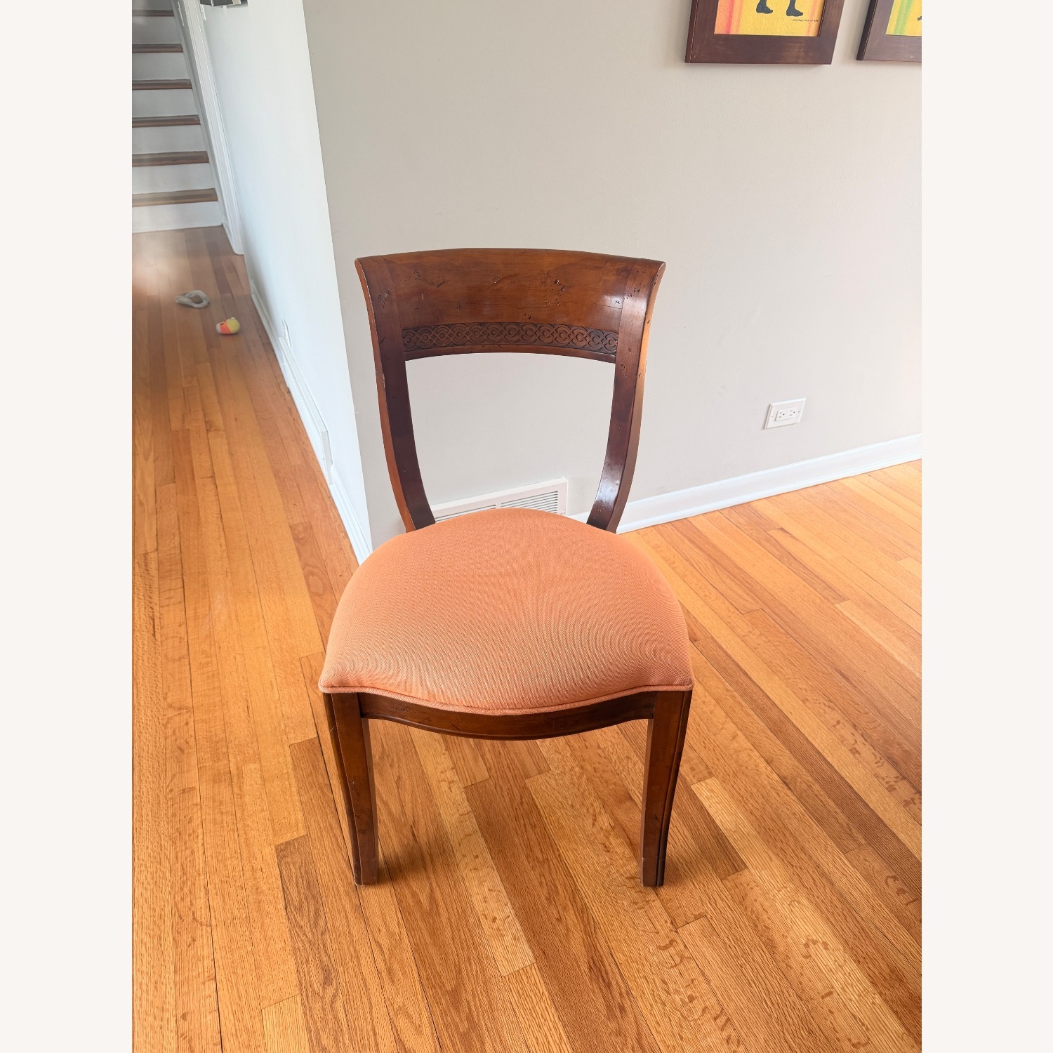 Vintage Antique Light Brown Wood Dining Chairs - image-2