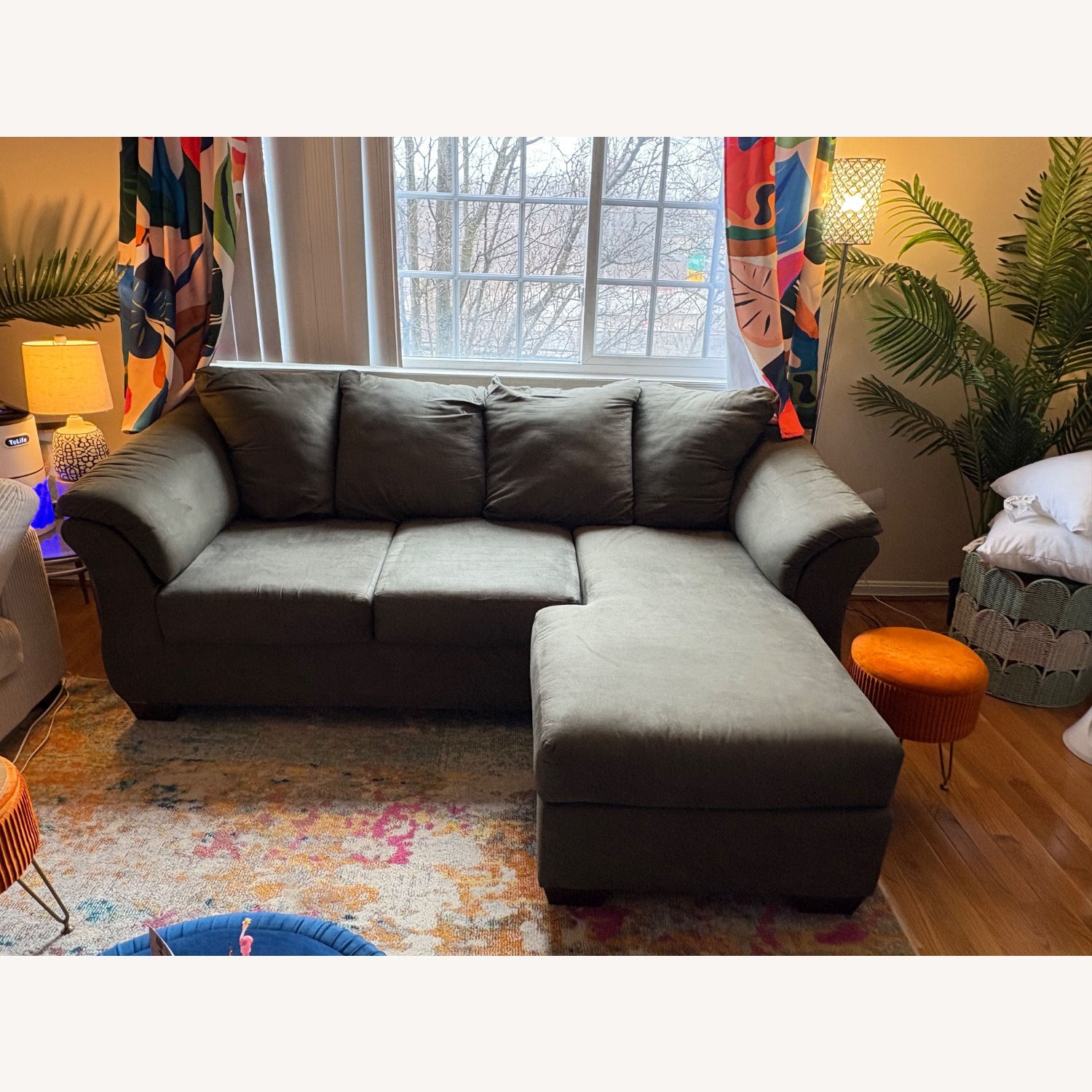 Ashley Furniture Chaise Sofa- Olive Green - image-2