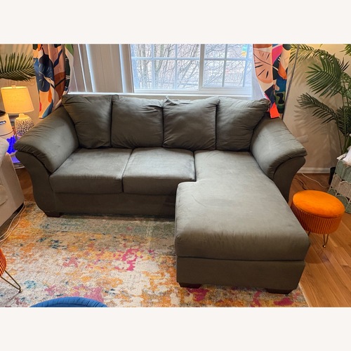 Used Ashley Furniture Chaise Sofa- Olive Green for sale on AptDeco