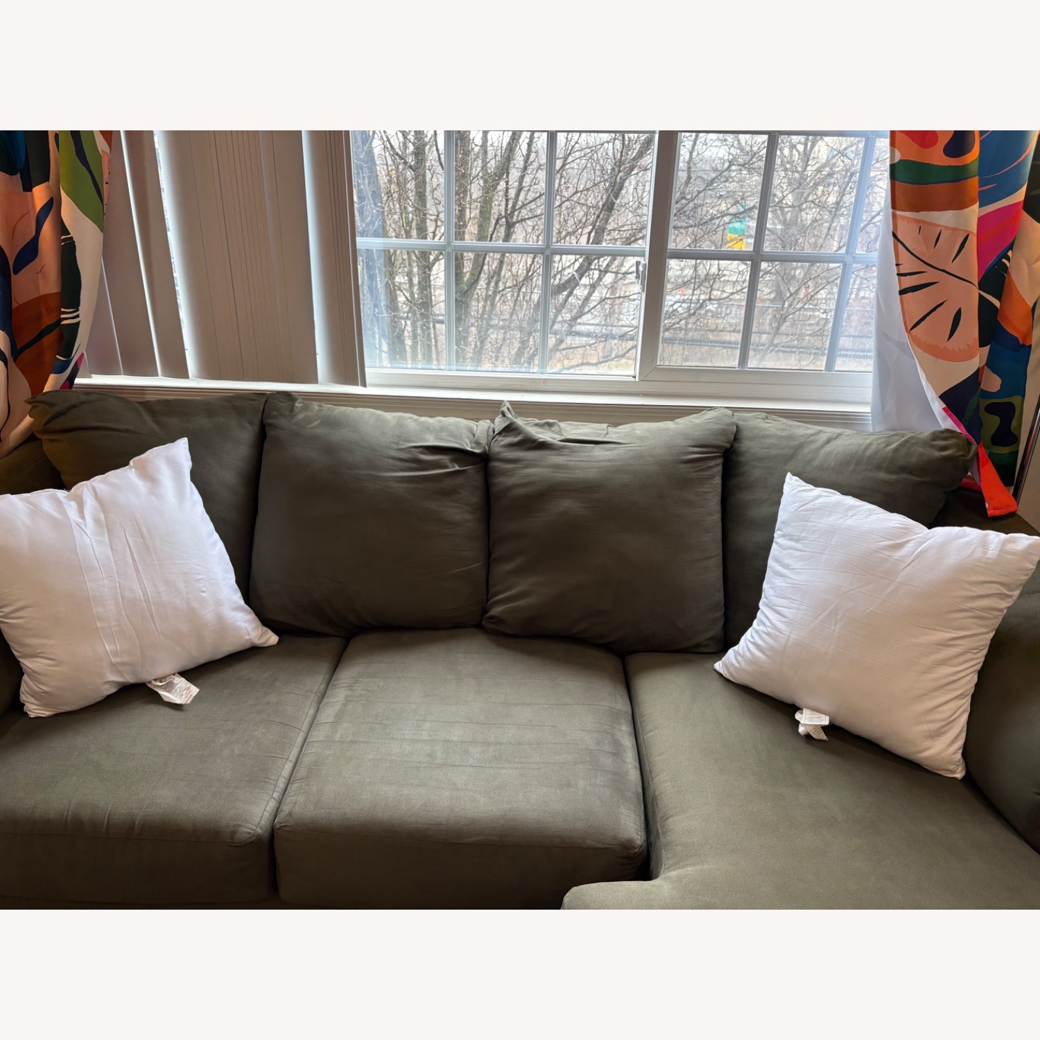 Ashley Furniture Chaise Sofa- Olive Green - image-4