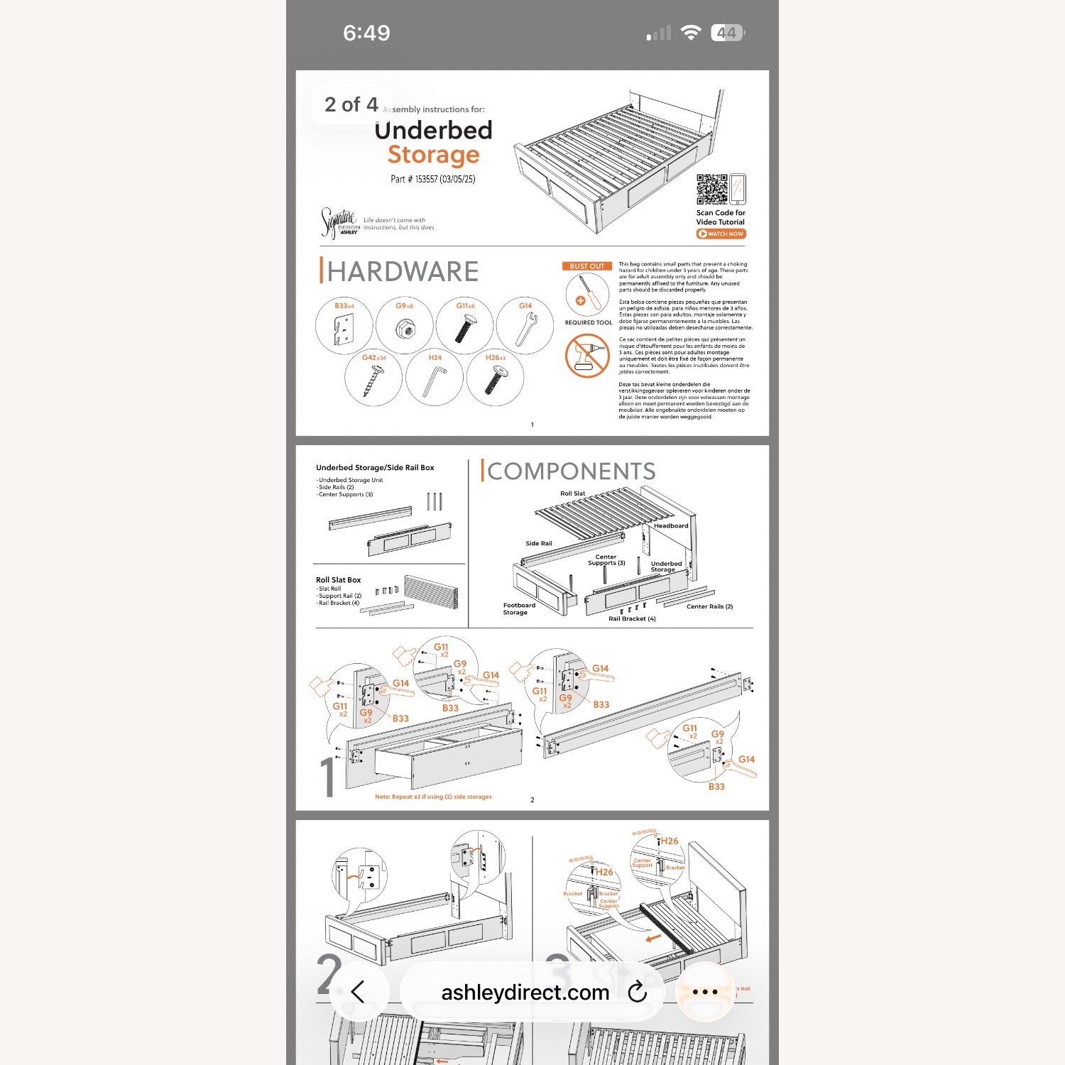 Ashley Furniture Light Gray Wood Queen Bed - image-7