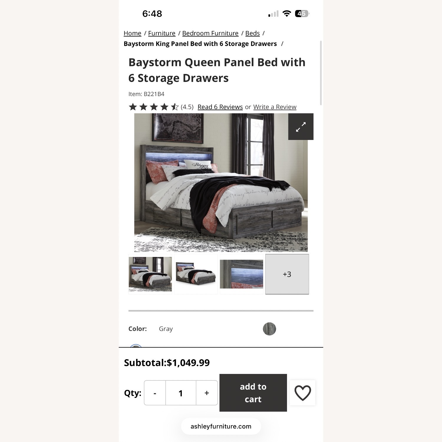 Ashley Furniture Light Gray Wood Queen Bed - image-5