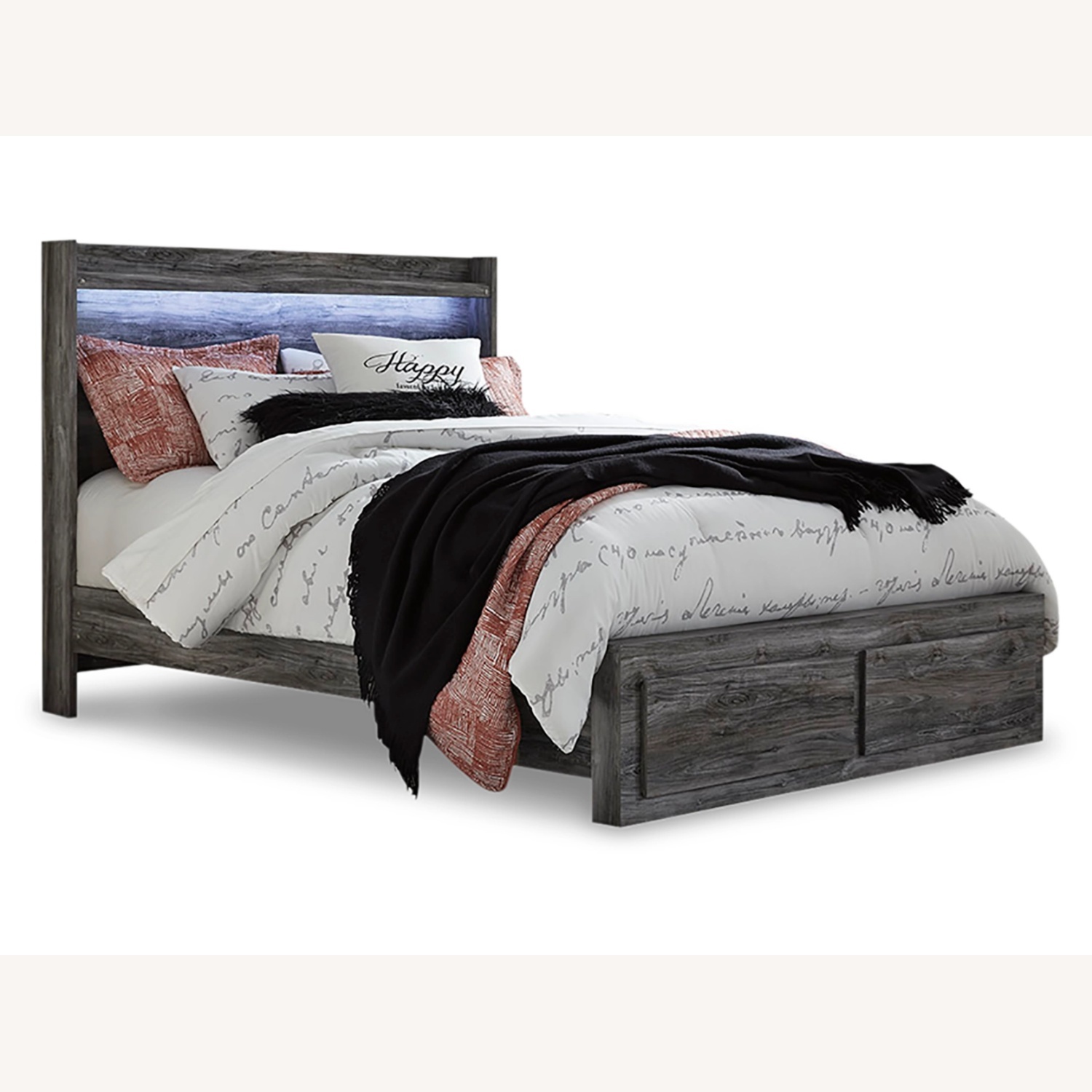 Ashley Furniture Light Gray Wood Queen Bed - image-9