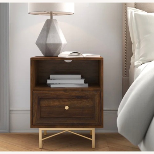 Used Wayfair Dark Brown Wood Nightstand for sale on AptDeco