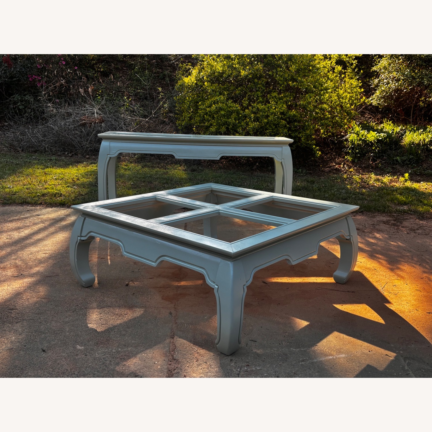 Vintage Refinished Sage Ming Solid Coffee Table - image-1