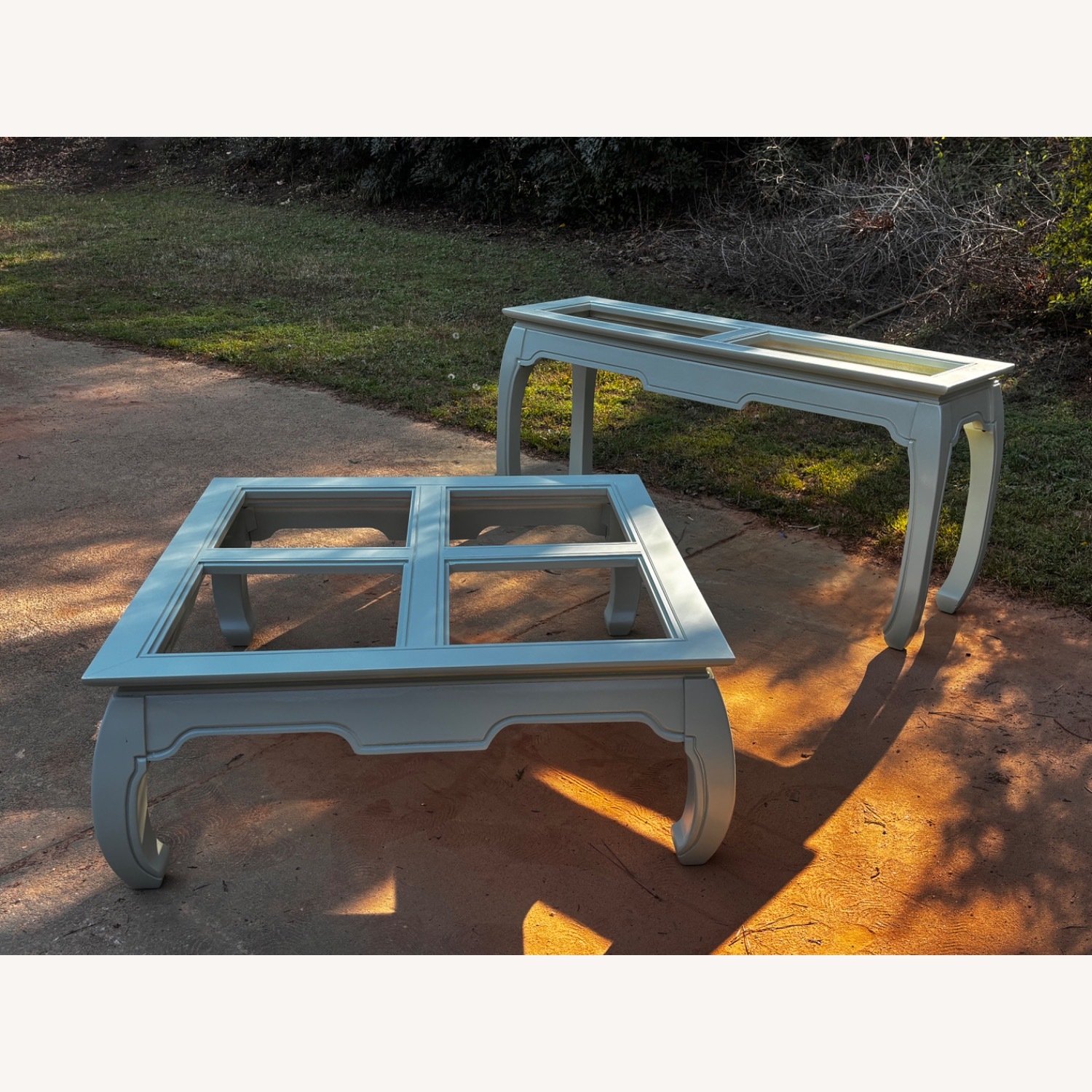 Vintage Refinished Sage Solid Ming Console Table - image-4