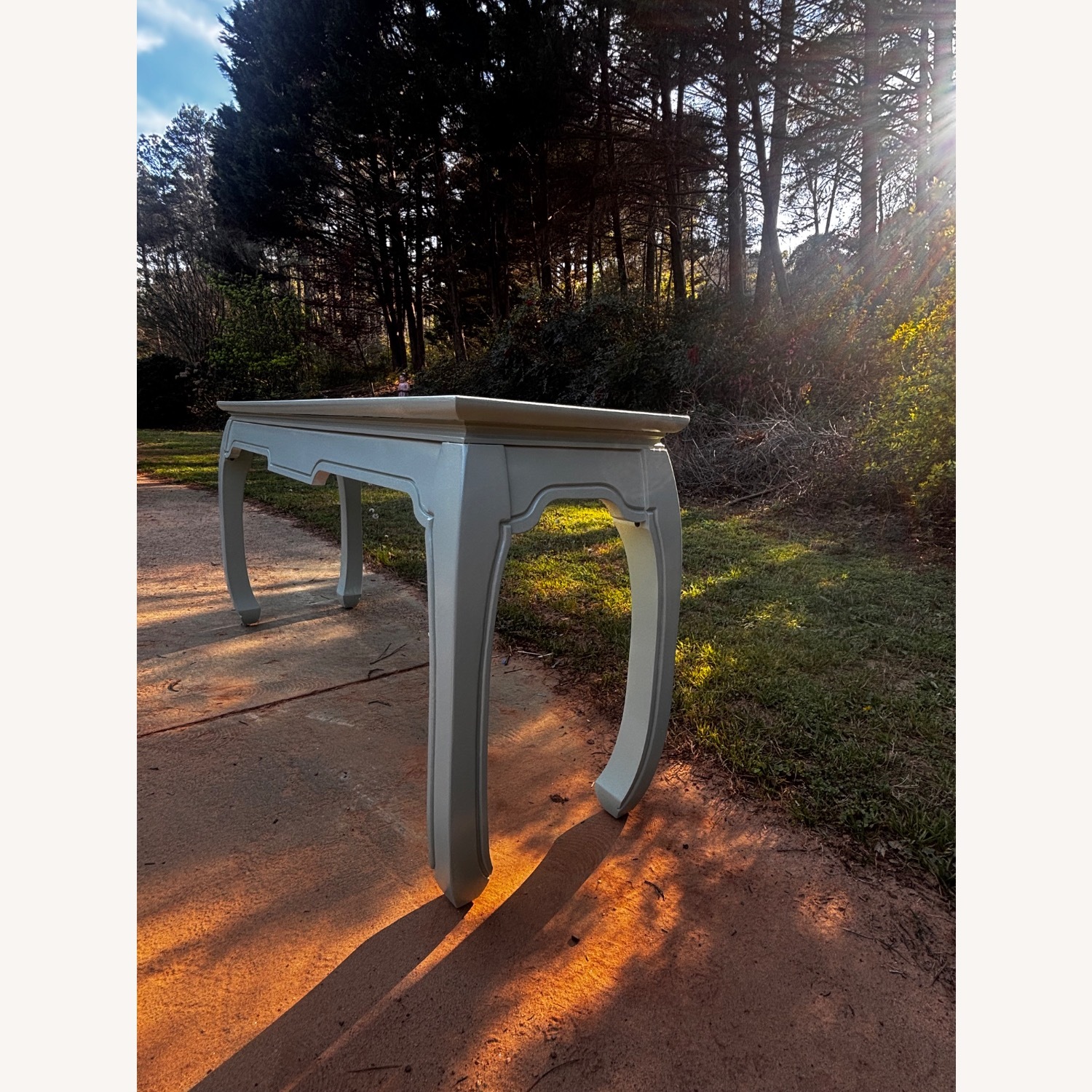 Vintage Refinished Sage Solid Ming Console Table - image-2