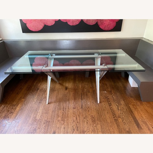 Used Roche Bobois Extendable Glass Table and Chairs for sale on AptDeco