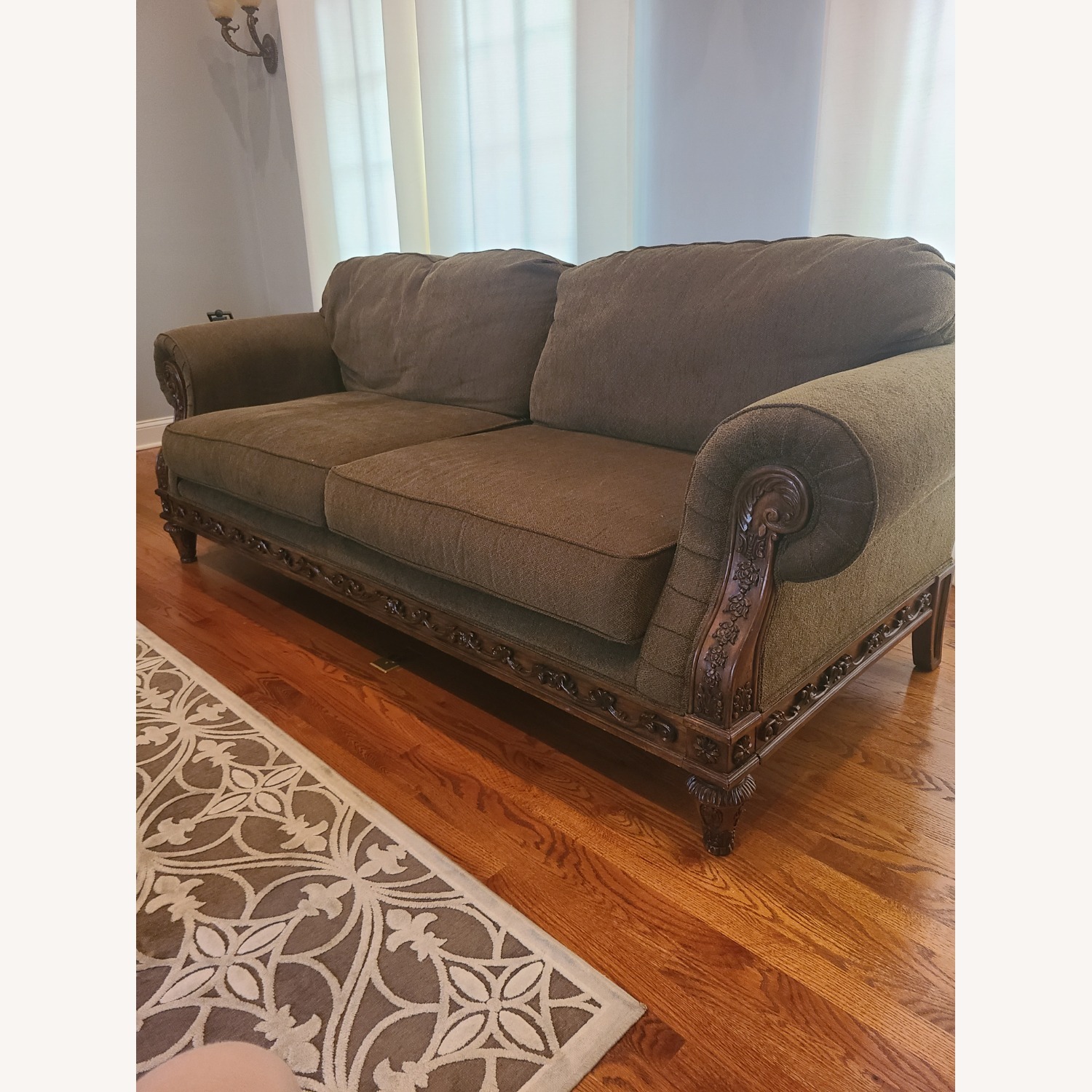 Broyhill Furniture Green Fabric 3+ Seater Sofa - image-3