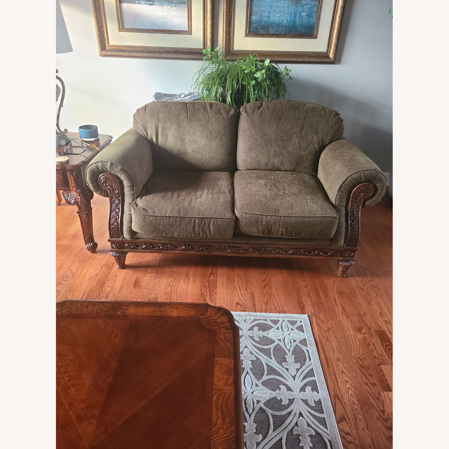 Broyhill Furniture Prestige Green Fabric Loveseat - image-1