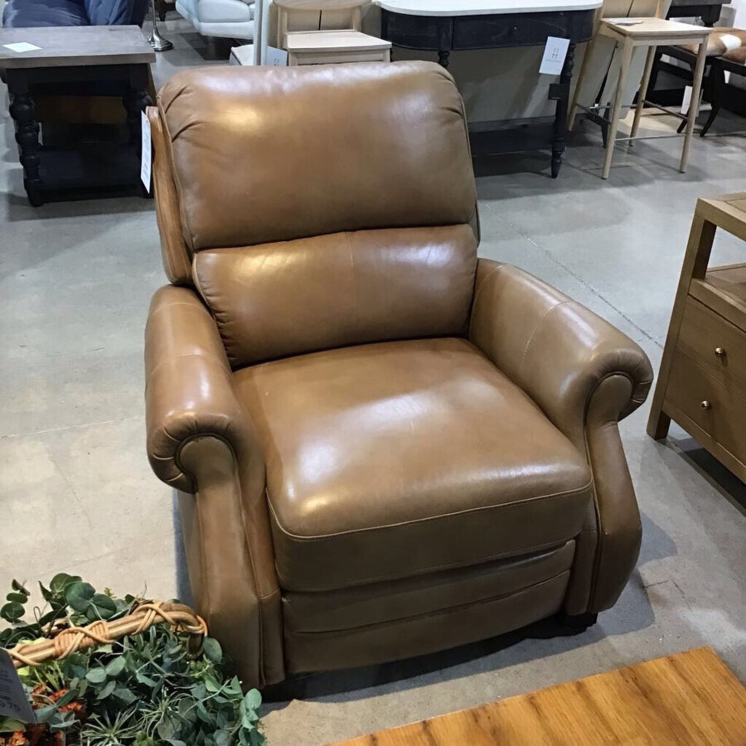 Pushback Leather Roll-Arm Recliner - image-15