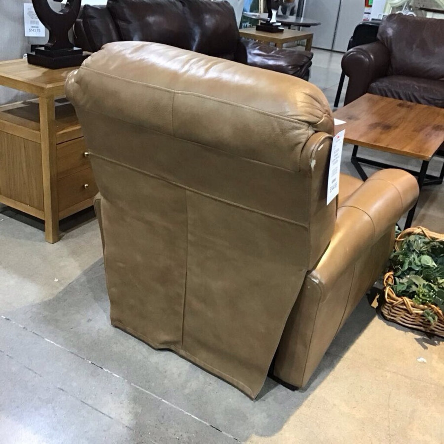 Pushback Leather Roll-Arm Recliner - image-8
