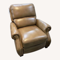 Pushback Leather Roll-Arm Recliner