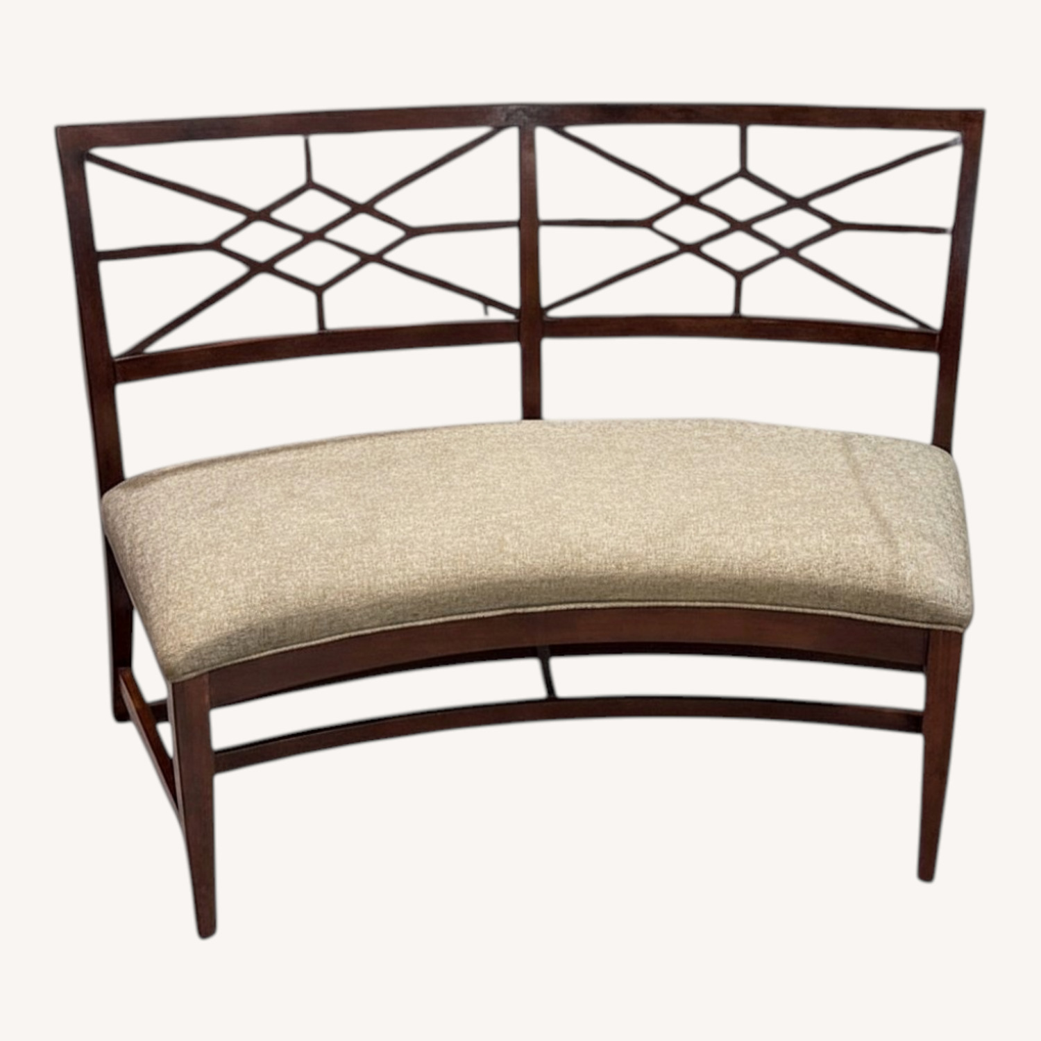 Lacquer Craft Open-Work Backrest Curved Bench - image-0