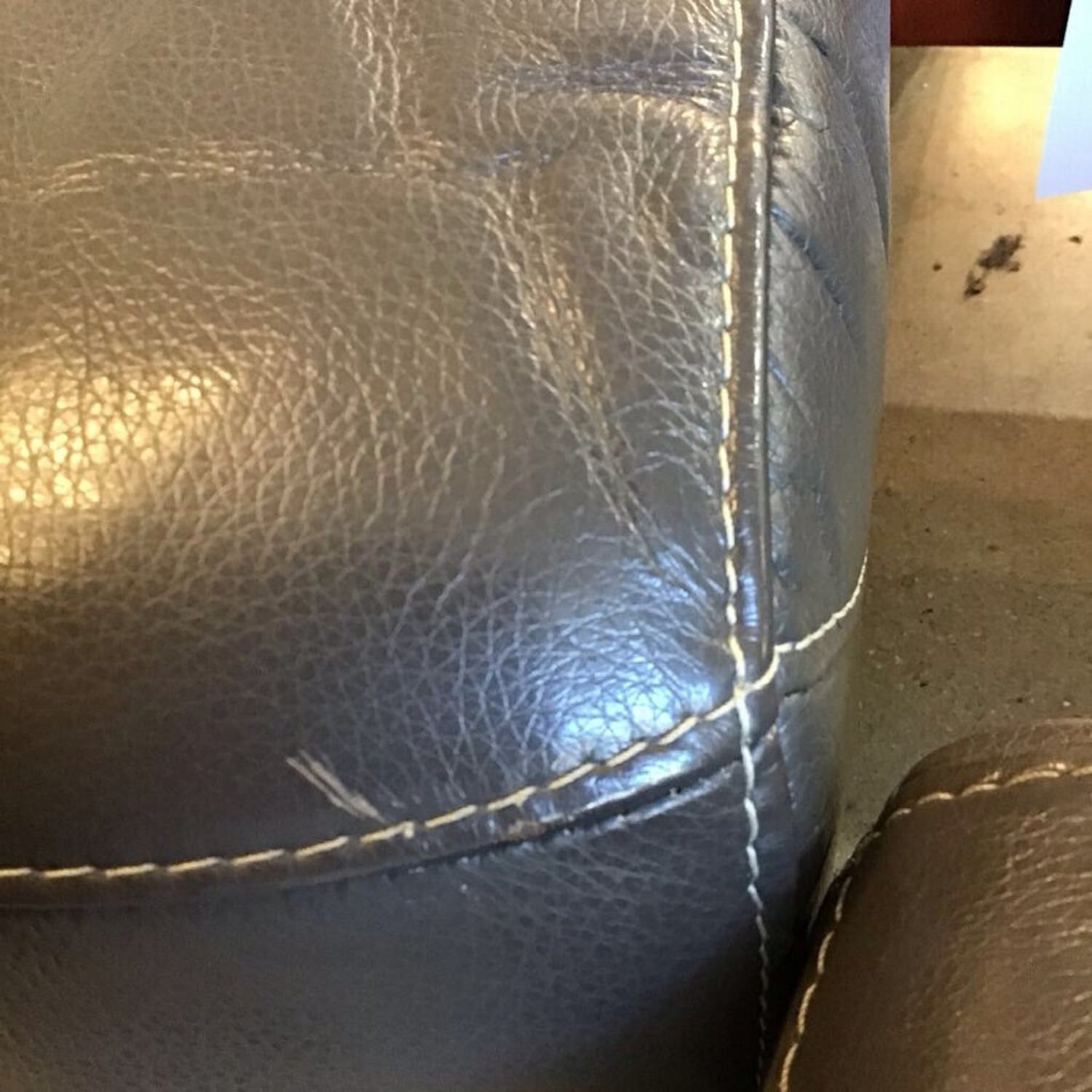 Faux Leather 3-Seat Sofa Gray - image-8