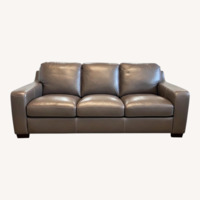 Faux Leather 3-Seat Sofa Gray