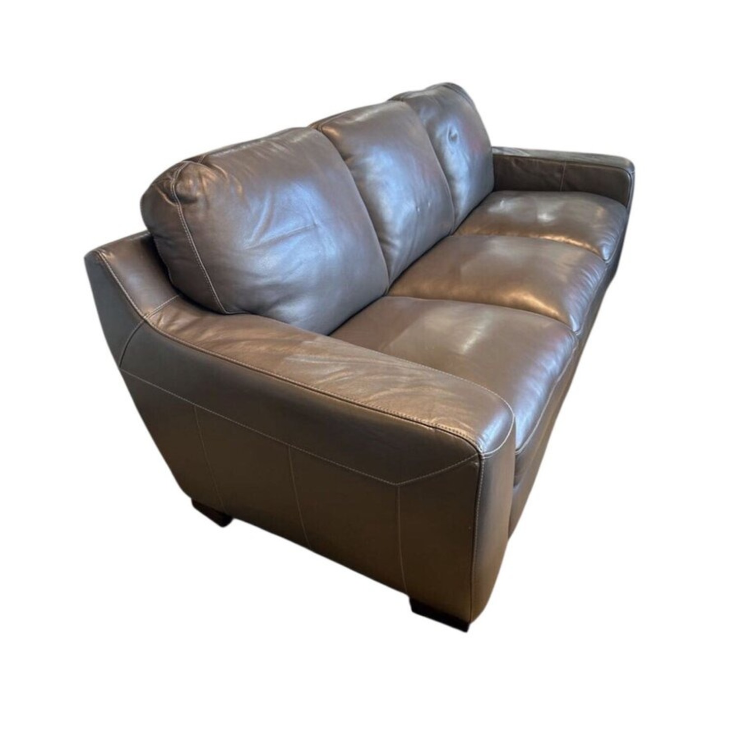 Faux Leather 3-Seat Sofa Gray - image-1