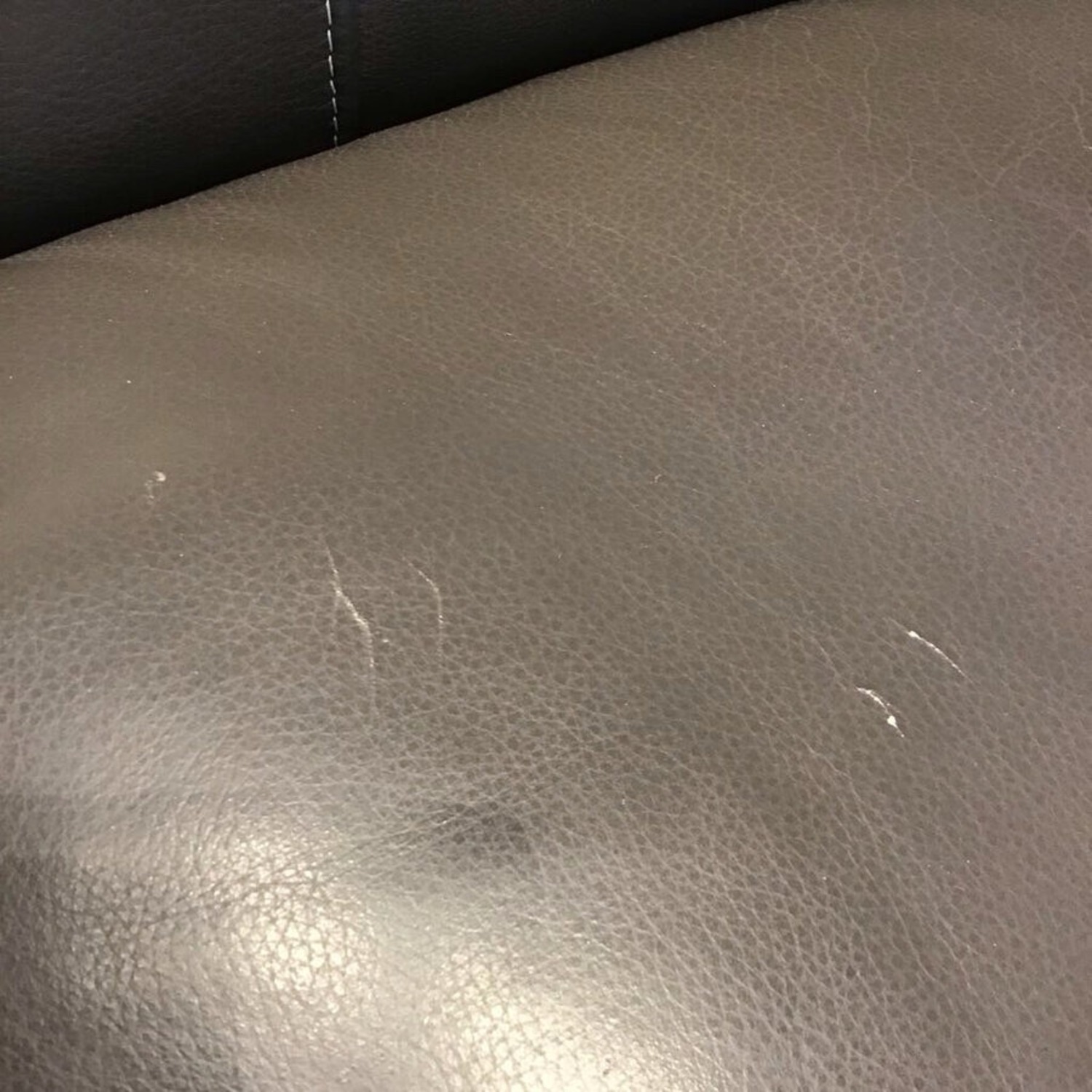 Faux Leather 3-Seat Sofa Gray - image-6