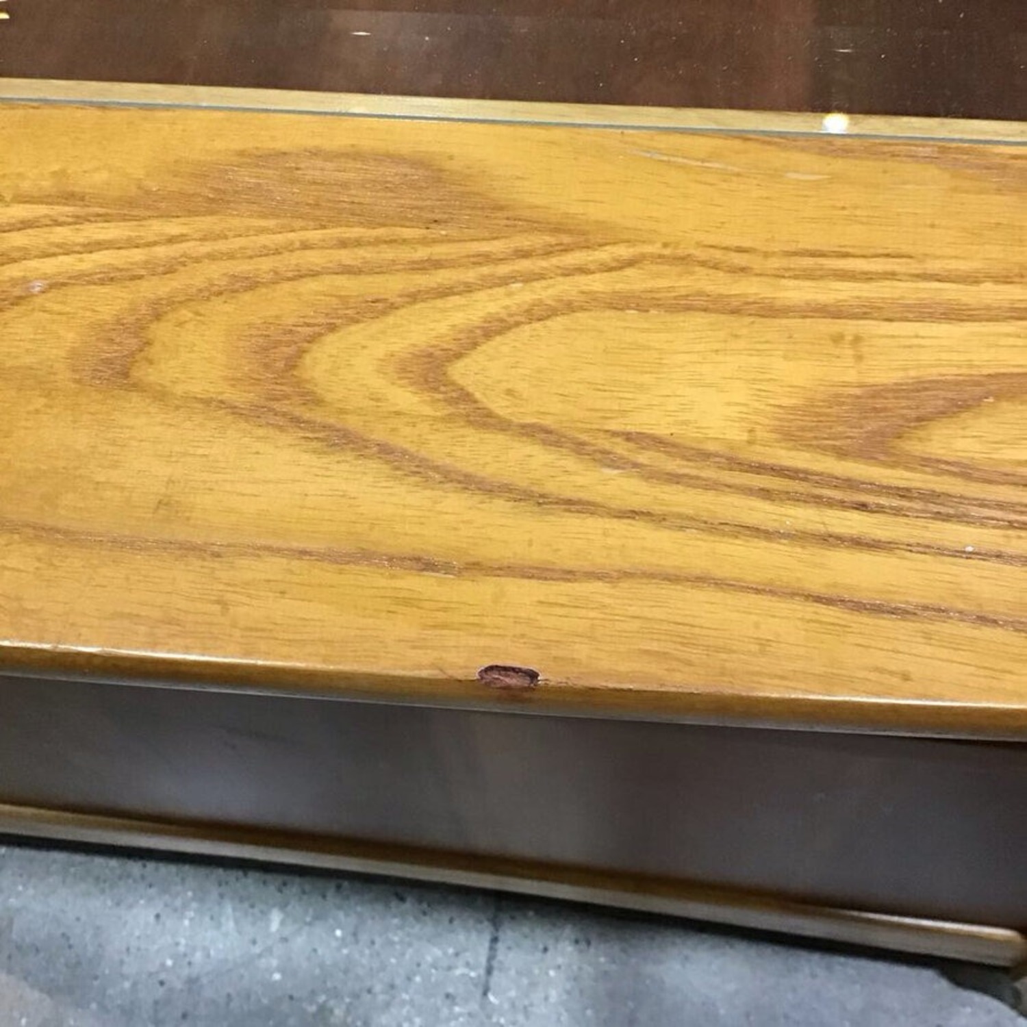 Oak 2-Drawer w Glass Top Coffee Table - image-11