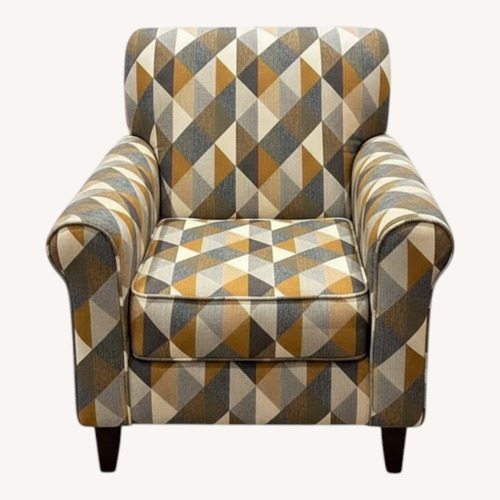 Used Geometric Pattern Accent Chair w Ottoman for sale on AptDeco