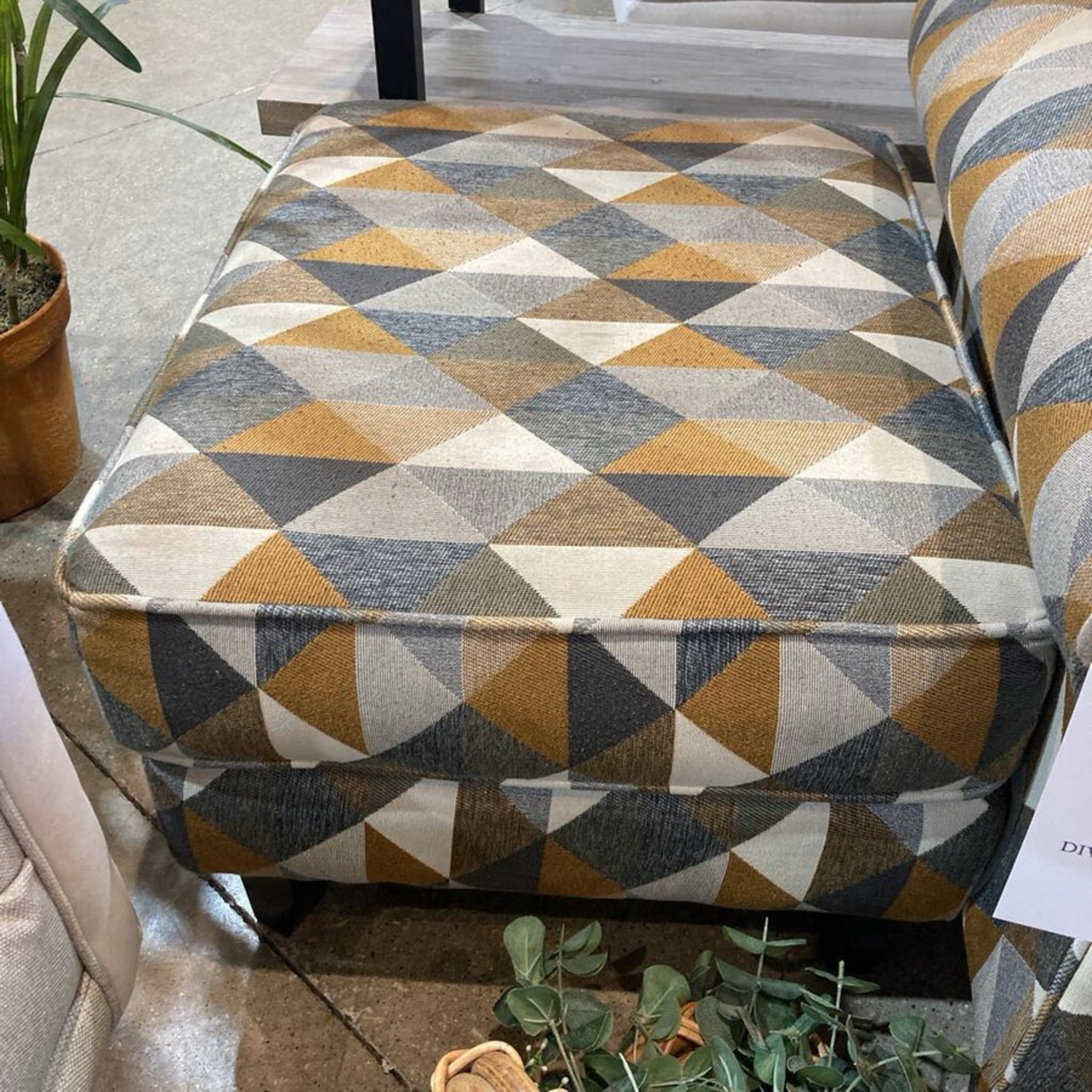 Geometric Pattern Accent Chair w Ottoman - image-11