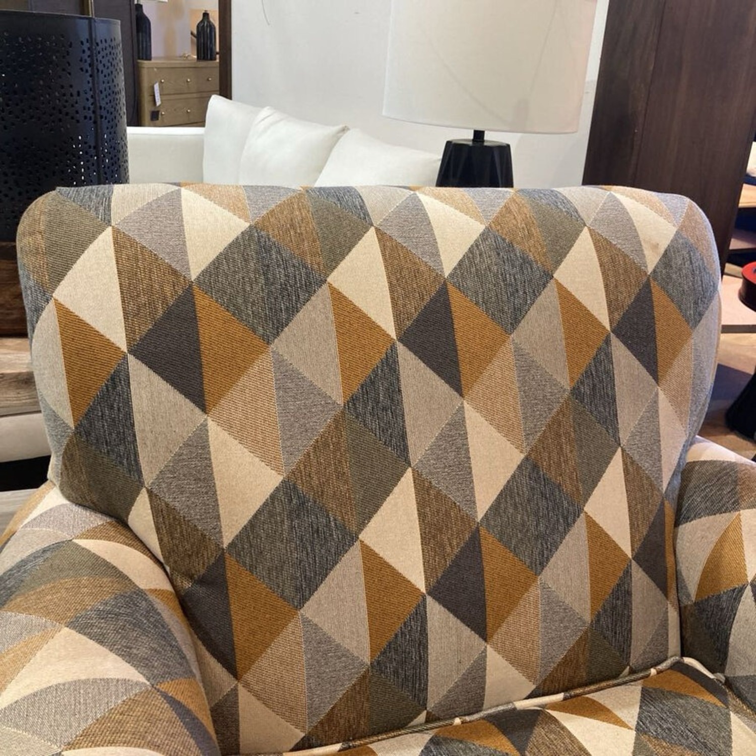 Geometric Pattern Accent Chair w Ottoman - image-5