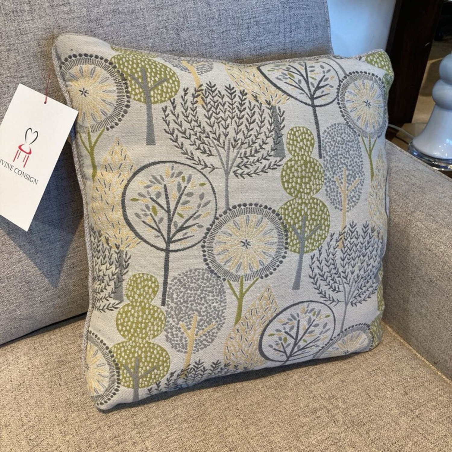 Wood House Upholstery Fabric 3-Seat Sofa Gray - image-9