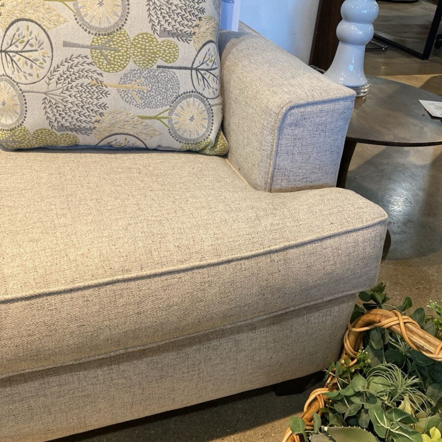 Wood House Upholstery Fabric 3-Seat Sofa Gray - image-5