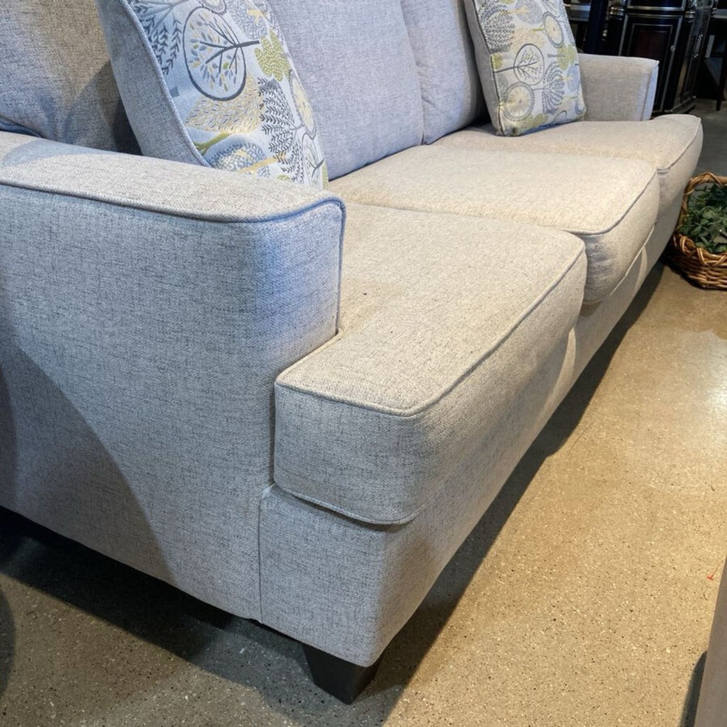 Wood House Upholstery Fabric 3-Seat Sofa Gray - image-7