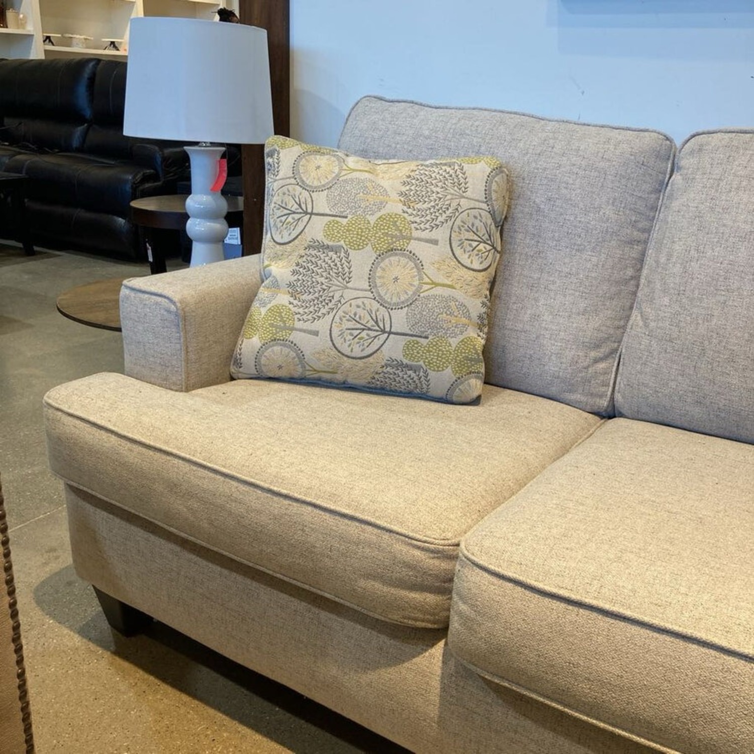 Wood House Upholstery Fabric 3-Seat Sofa Gray - image-4